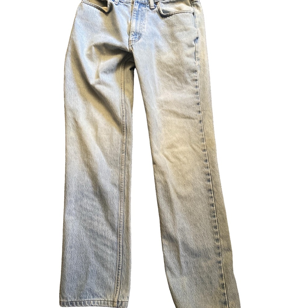 Lands’ End REG FIT DENIM JEANS WITH WHITEWASHED FADE MILDLY DISTRESSED